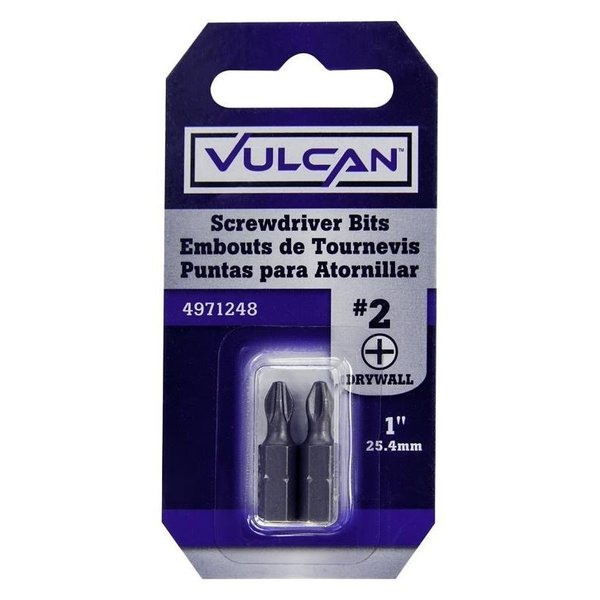 Vulcan Screwdriver Bit, Hex Shank, S2 Chrome Molybdenum Steel 309291OR